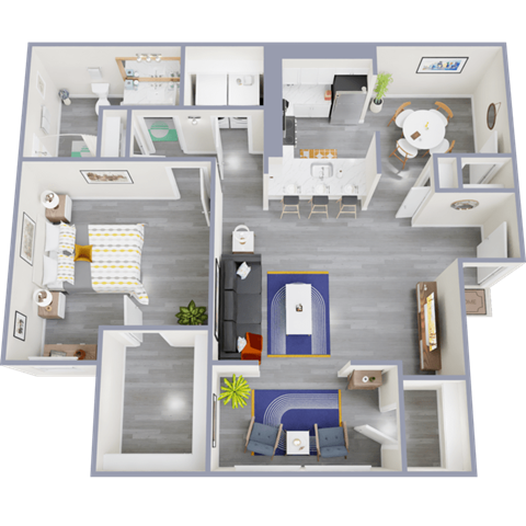 a floor plan of a 3 bedroom apartment